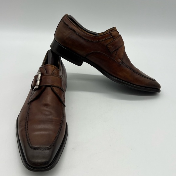Magnanni Men’s Sz 10.5M Burnished Brown Leather Single Monk Strap Dress Shoes. - Picture 9 of 13